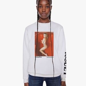 MOTHER White Graphic Sweatshirt with Bold Print